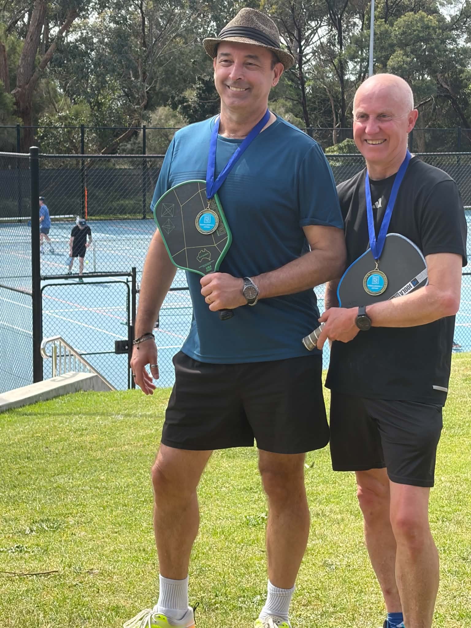 Three players with medals at the Frankston City Tennis Club Pickleball Open 2026