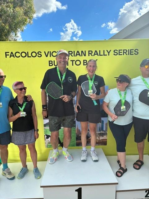 Goran Galic celebrating a mixed doubles gold medal at Victorian Open 2026